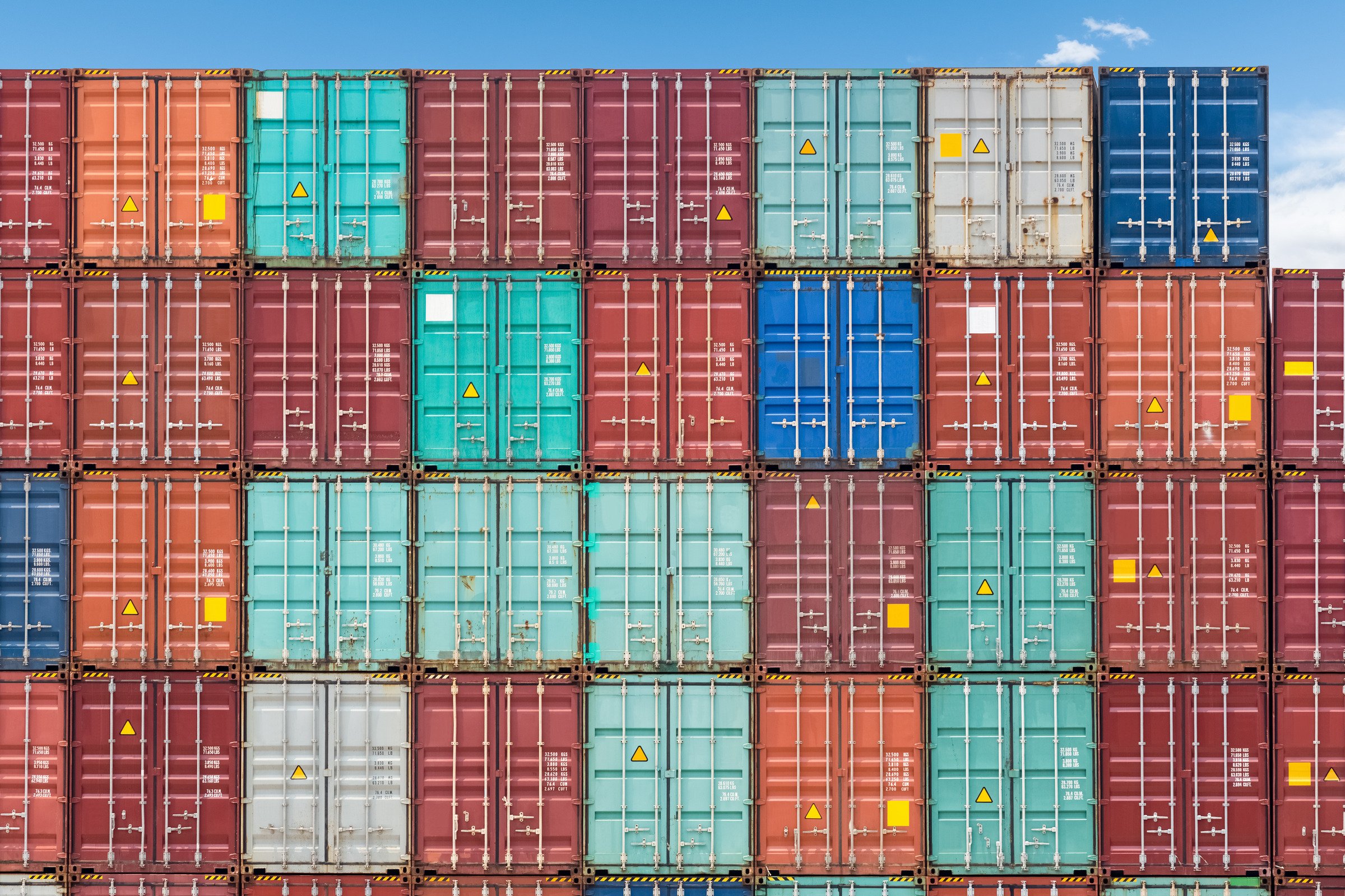 Shipping container stacks at the yard