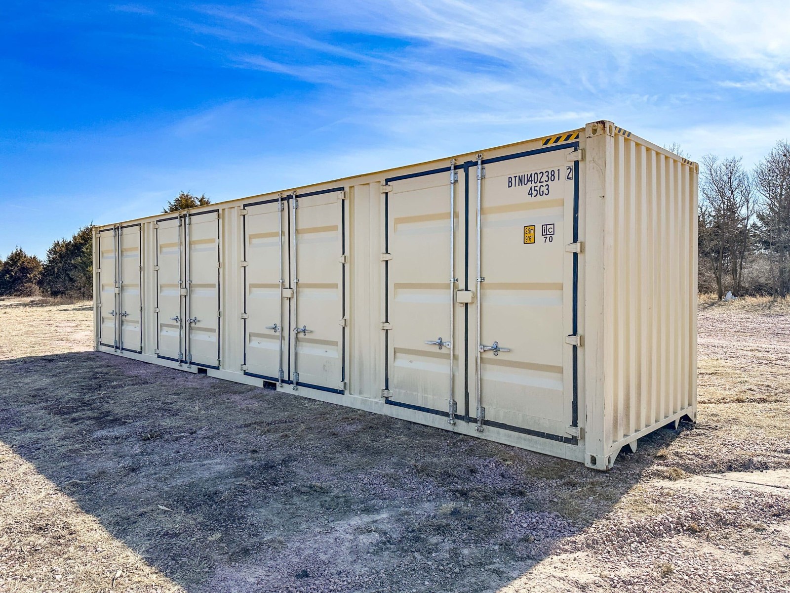 Shipping container stacks at a yard