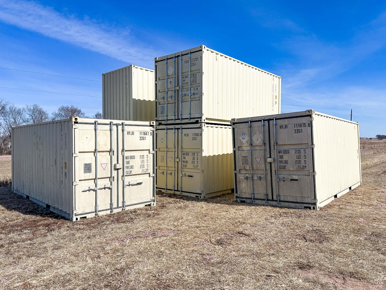 Stacks of shipping containers at the yard